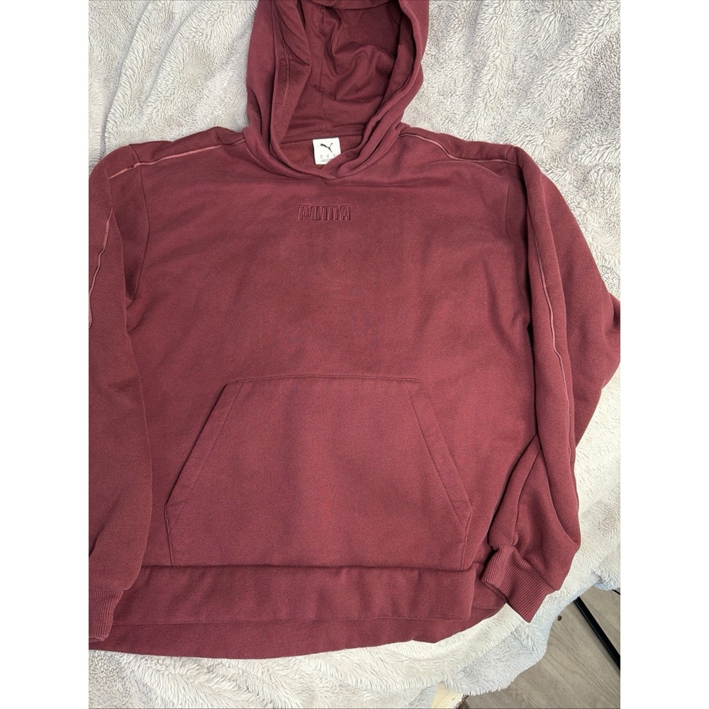 PUMA Women's Fleece Pullover‎ Hoodie with Kangaroo Pocket Red Size M